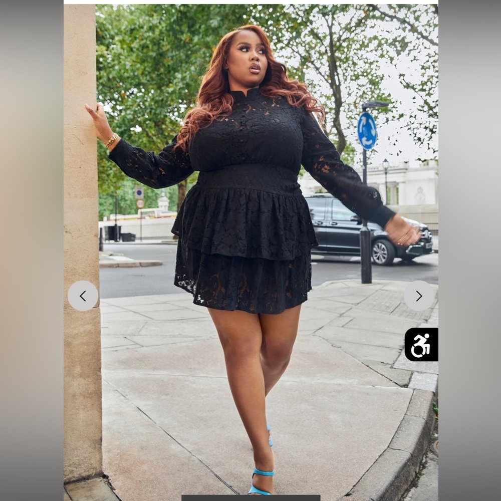 Fashion to Figure Madelyn Lace Ruffle Dress 0X NWT Y2K  unconventional lace LBD - Picture 5 of 5